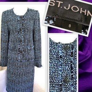 St. John Knit Skirt Suit Black Label
